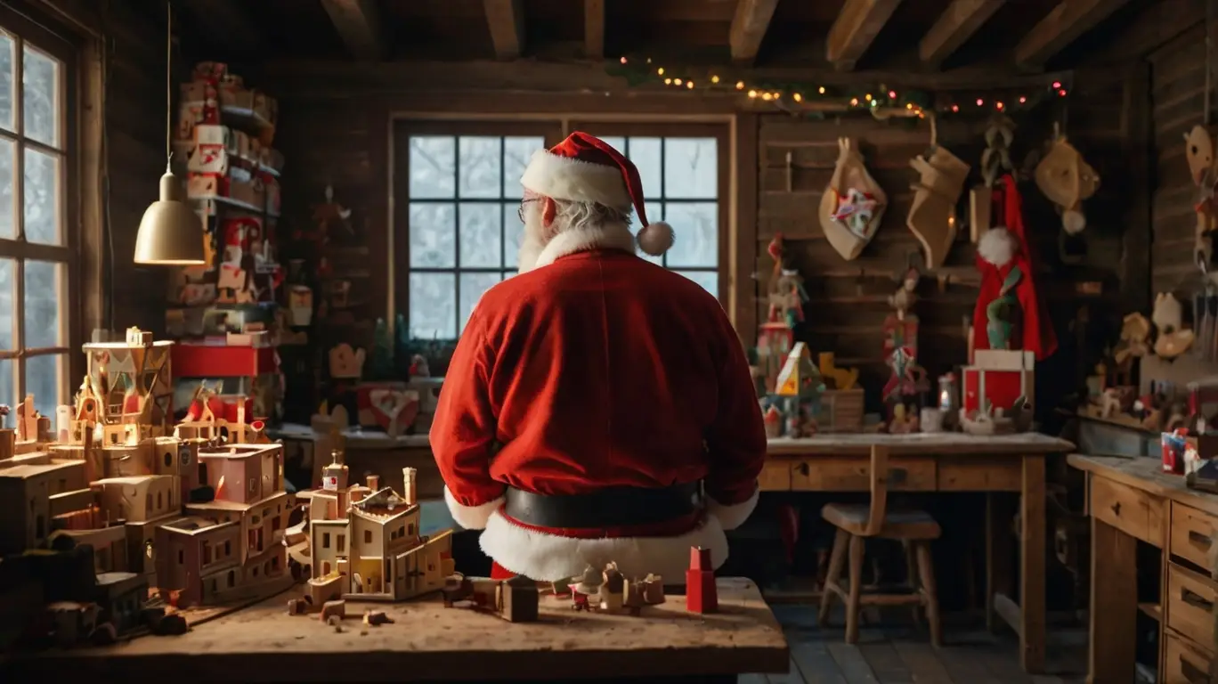 leonardo kino xl create a image of santa standing in is works 3